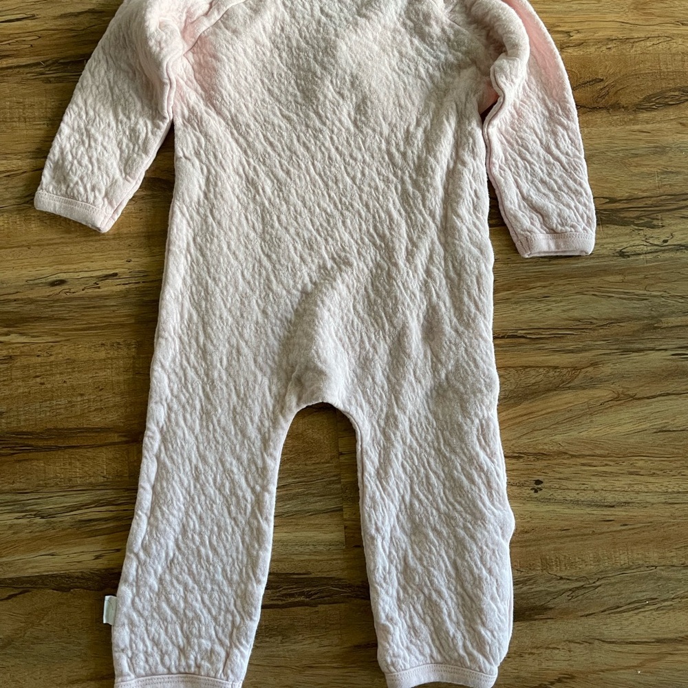 Burt's Bees Baby Organic Cotton Quilted Bee Wrap Front Pink Jumpsuit 6-9 month - Picture 6 of 7